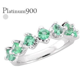 ハーフエタニティリング エタニティリング プラチナ900 エメラルド 5月誕生石 3mm 7石 指輪 レディース ジュエリー アクセサリー