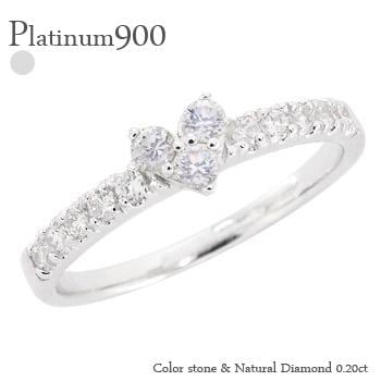 ピンキーリング ブルームーンストーン ハート リング プラチナ900 ダイヤモンド 0.2ct 6月誕生石 指輪 スリーストーン トリロジー