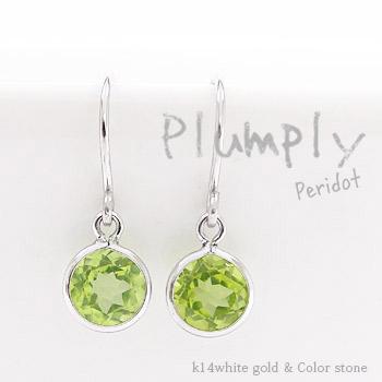 ピアス フック k14ホワイトゴールド 天然石 カラーストーン 誕生石 マル ドロップ ペリドット 8月誕生石 レディース ジュエリー アクセサリー