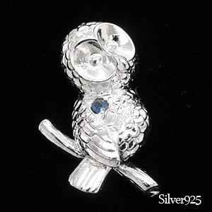 sv925 タイニーピン ラベルピン ピンバッジ ブローチ シルバー925 フクロウ 鳥 メンズ 男女兼用 レディース ジュエリー アクセサリー