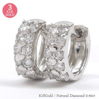 フープピアス ダイヤモンド ピアス ダイヤ 0.4ct 中折れピアス 18金 イエロー ピンク ホワイトゴールド レディース ジュエリー