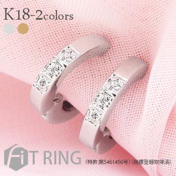 イヤリング ダイヤモンド 0.06ct 18金 k18ゴールド 中折れ式 フィットリング レディース ジュエリー アクセサリー プレゼント ギフト