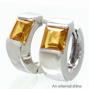 フープピアス 18金 中折れピアス シトリントパーズ 11月誕生石 k18ホワイトゴールド レディース ジュエリー アクセサリー プレゼント ギフト