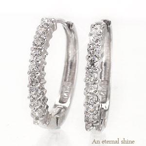 フープピアス ピアス ダイヤモンド 0.5ct パヴェ 中折れピアス エタニティピアスピアス 18金 イエロー ピンク ホワイトゴールド レディース