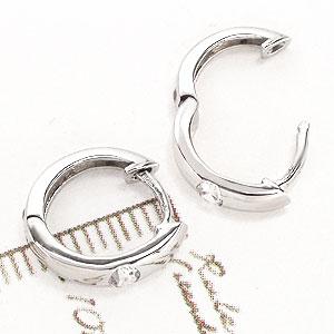 フープピアス ピアス 一粒ダイヤモンド 0.2ct ソリティア 18金 イエロー ピンク ホワイトゴールド 中折れピアス レディース ジュエリー