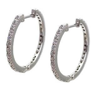 フープピアス k18 ダイヤモンドピアス 0.75ct 18金 18k イエロー ピンク ホワイトゴールド エタニティ 中折れピアス レディース