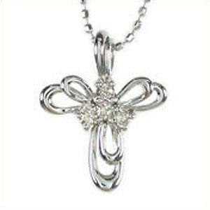 ネックレス クロス 十字架 ペンダント ダイヤモンド 0.08ct 18金 18k 