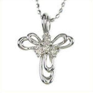 ネックレス クロス 十字架 ペンダント ダイヤモンド 0.08ct プラチナ900 チェーン レディース ジュエリー アクセサリー プレゼント