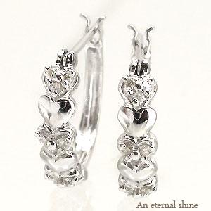 フープピアス k18 ダイヤモンドピアス 0.1ct 18金 イエロー ピンク ホワイトゴールド ハート レディース ジュエリー アクセサリー