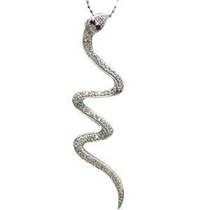 ネックレス 蛇 へび スネーク ダイヤモンド ルビー 縁起 干支 お守り ペンダント 18金 18k k18 イエロー ピンク ホワイトゴールド