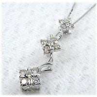 ネックレス フラワーモチーフ ダイヤモンド 0.3ct ロング ペンダント k18ゴールド チェーン レディース ジュエリー アクセサリー