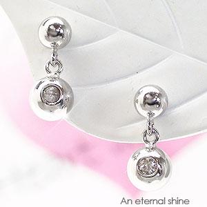 ピアス 丸玉 ダイヤモンド 0.04ct 一粒 ソリティア 18金 イエロー ピンク ホワイトゴールド スタッド レディース ジュエリー