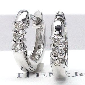 フープピアス 中折れピアス ダイヤモンド ピアス 0.06ct 18金 イエロー ピンク ホワイトゴールド レディース ジュエリー アクセサリー