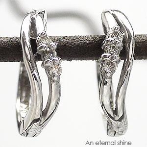 フープピアス 中折れピアス ダイヤモンド ピアス 0.04ct k18ホワイトゴールド 18金 レディース ジュエリー アクセサリー プレゼント