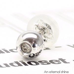 ピアス k18 丸玉 4mm 一粒ダイヤモンド 片耳 半ペア 0.02ct k18ゴールド スタッド メンズ 男女兼用 レディース ジュエリー
