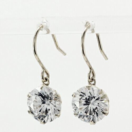 ピアス シグニティー社製 スーパーキュービック K14ホワイトゴールド 6.5ミリ 一粒 フック ポイント消化 アクセ アクセサリー レディース