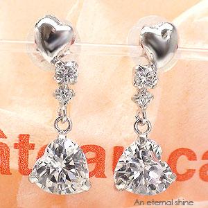 ピアス キュービックジルコニア K14ホワイトゴールド ハート スタッド レディース ジュエリー アクセサリー プレゼント ギフト 人気 おすすめ