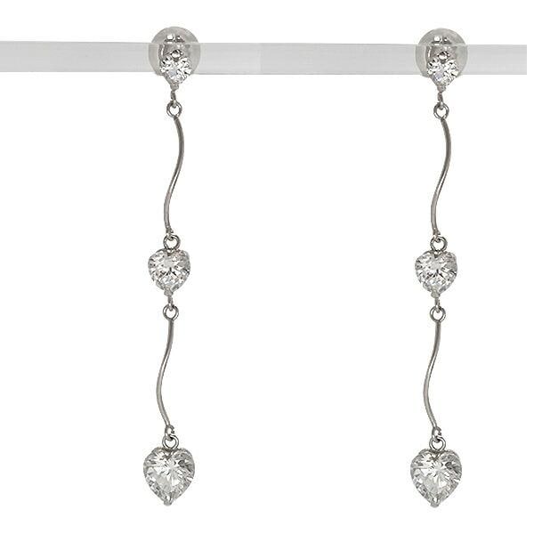 ピアス ハート ロング キュービックジルコニア K14ホワイトゴールド レディース ジュエリー アクセサリー プレゼント ギフト 人気 おすすめ
