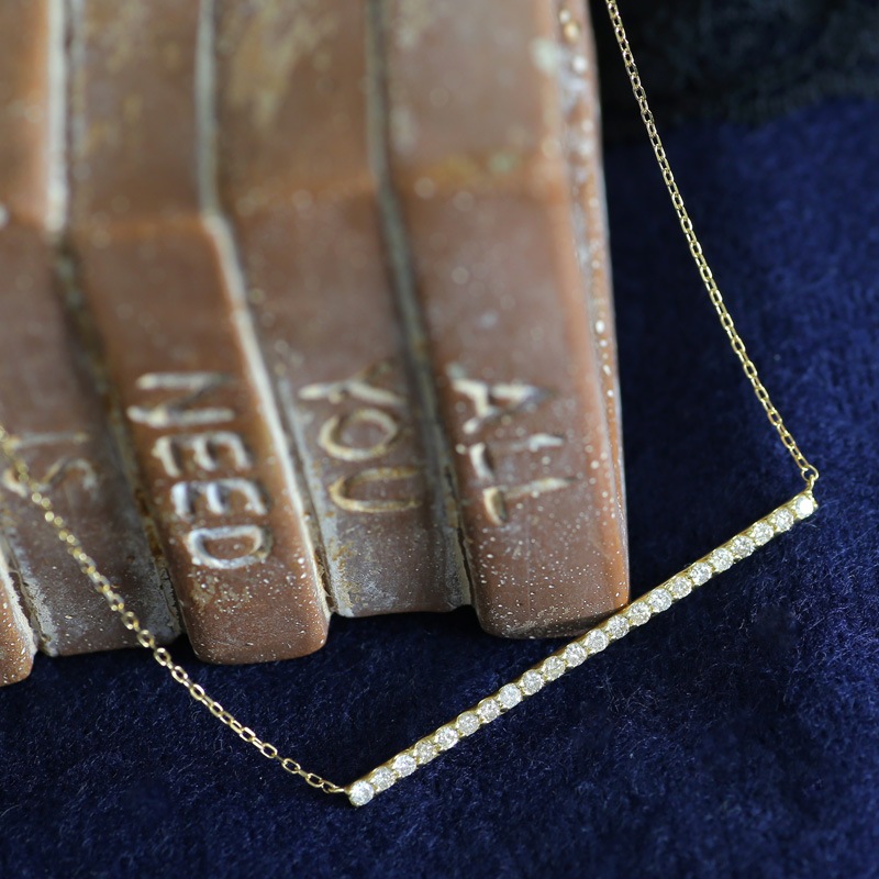 ラインネックレス ダイヤモンド 18金 イエロー ピンク ホワイトゴールド 0.5ct ペンダント スキン チェーン レディース ジュエリー