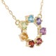 ネックレス アミュレット 18金 K18 18K イエロー ピンク ホワイトゴールド 7色 7石 虹色 お守り 厄除け 女性 レディース プレゼント