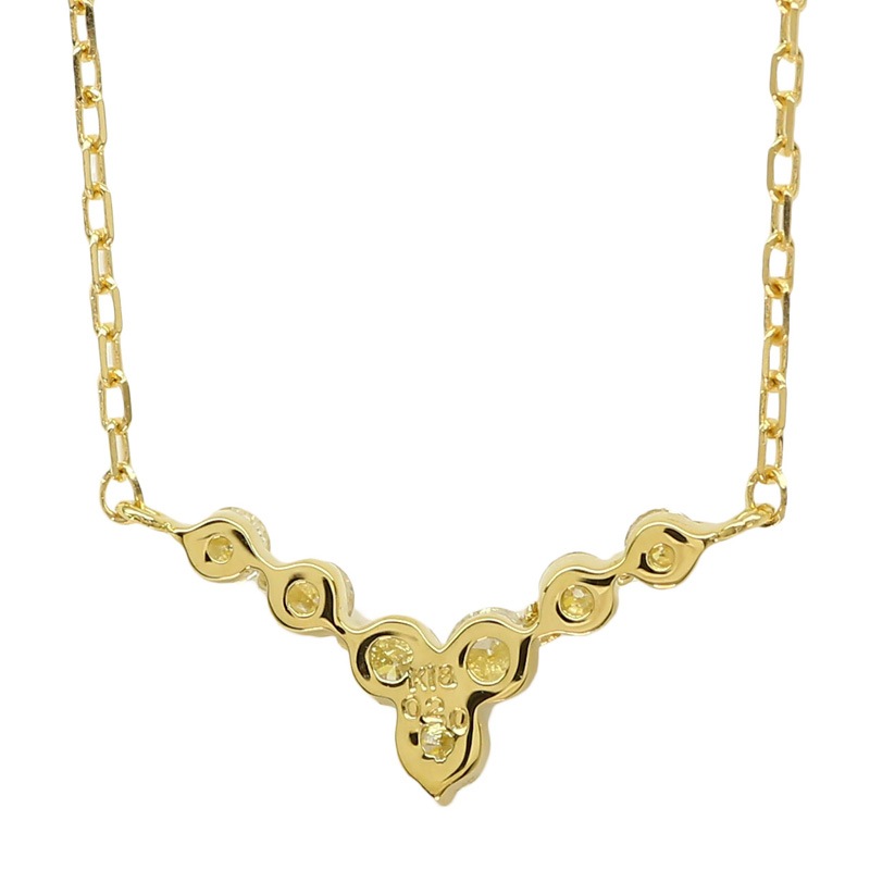 レディース ジュエリー ダイヤモンド ラインネックレス ダイヤ 0.2ct V字 18金 イエロー ピンク ホワイトゴールド ペンダント プチ