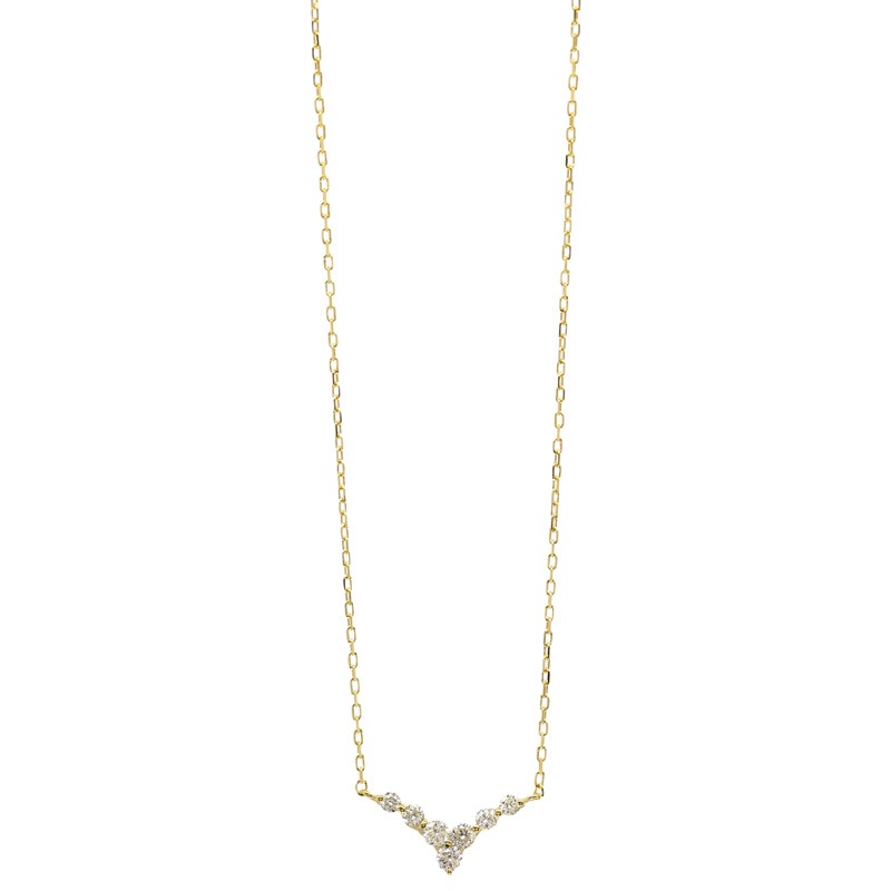 レディース ジュエリー ダイヤモンド ラインネックレス ダイヤ 0.2ct V字 18金 イエロー ピンク ホワイトゴールド ペンダント プチ