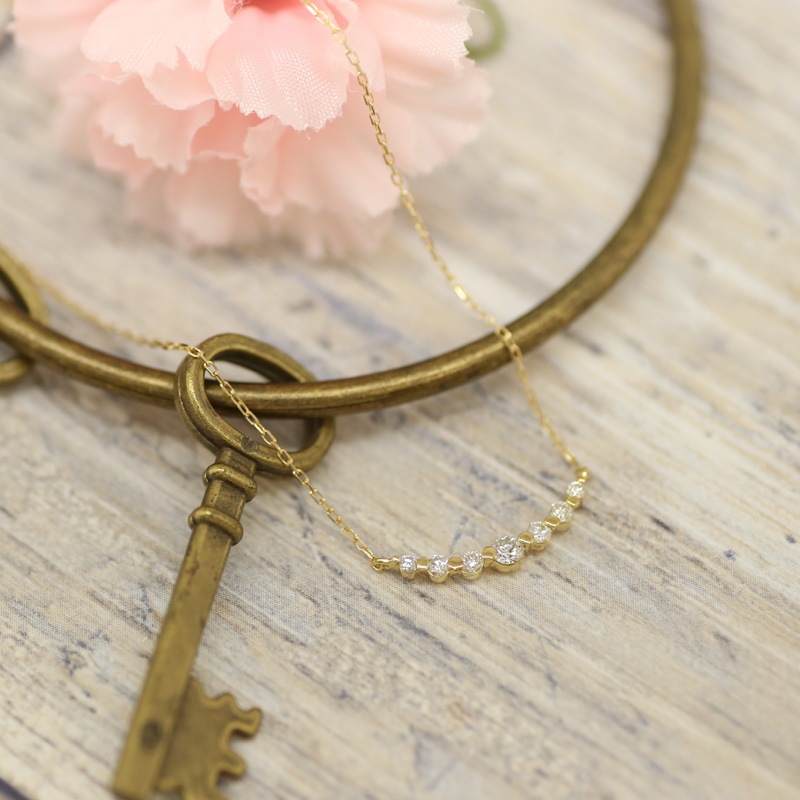 レディース ジュエリー ラインネックレス ダイヤモンド ネックレス 0.2ct 18金 イエロー ピンク ホワイトゴールド ペンダント プチ