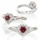 リング 取り巻き 指輪 ハート ダイヤ 1月誕生石 ガーネット 0.12ct V字 Vライン 天然石 k18ホワイトゴールド イエローゴールド
