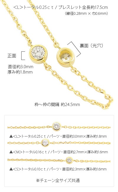 ダイヤモンド ステーション ブレスレット L ダイヤ 0.25ct フクリン 18金 K18ゴールド スキン レディース ジュエリー アクセサリー