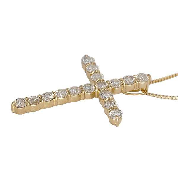 クロス 十字架 ネックレス ペンダント ダイヤモンド 1.50ct SIクラス 18金 イエロー ピンク ホワイトゴールド チェーン レディース