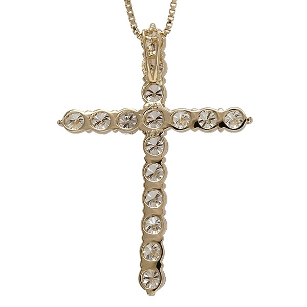 クロス 十字架 ネックレス ペンダント ダイヤモンド 1.50ct SIクラス 18金 イエロー ピンク ホワイトゴールド チェーン レディース