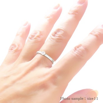 ピンキーリング ダイヤモンド リング 0.17ct プラチナ900 ハーフエタニティリング 一粒 小指 指輪 ミル打ち レディース ジュエリー