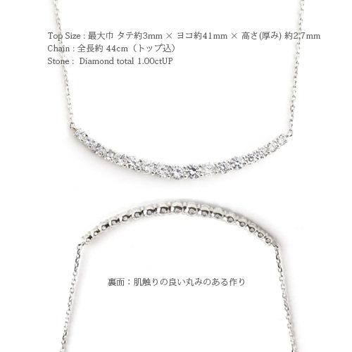 ダイヤモンド ラインネックレス ペンダント 1ct プラチナ900 スキン チェーン レディース ジュエリー アクセサリー プレゼント ギフト 人気
