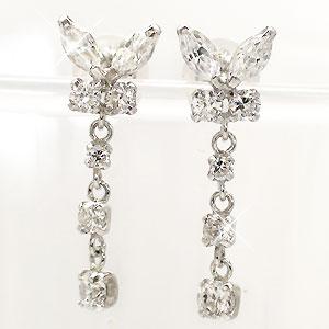 ピアス キュービックジルコニア K14ホワイトゴールド 蝶 バタフライ レディース ジュエリー アクセサリー プレゼント ギフト 人気 おすすめ