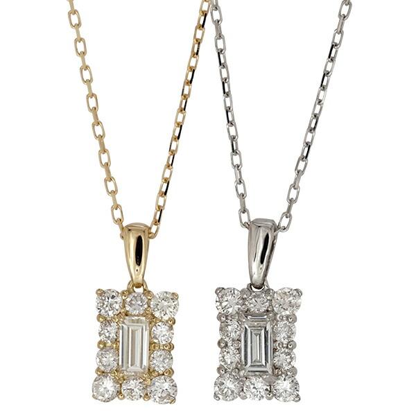 ネックレス ダイヤモンド レディース ペンダント バケット カット 0.35ct 18金 イエロー ピンク ホワイトゴールド ジュエリー