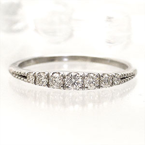 ピンキーリング ダイヤモンドリング ハーフエタニティリング プラチナ900 0.2ct ミル打ち 小指 指輪 リング ファランジリング ミディリング