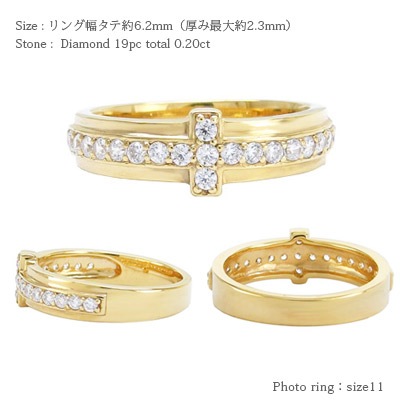 ペアリング マリッジリング ダイヤモンド クロス 十字架 結婚指輪 セット 18金 イエロー ピンク ホワイトゴールド レディース メンズ