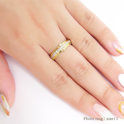 ペアリング マリッジリング ダイヤモンド クロス 十字架 結婚指輪 セット 18金 イエロー ピンク ホワイトゴールド レディース メンズ