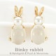 k18 ピアス うさぎ パール 真珠 ムーンストーン 18金 ピンクゴールド 6月誕生石 スタッドピアス ラビット 兎 バニー カボション