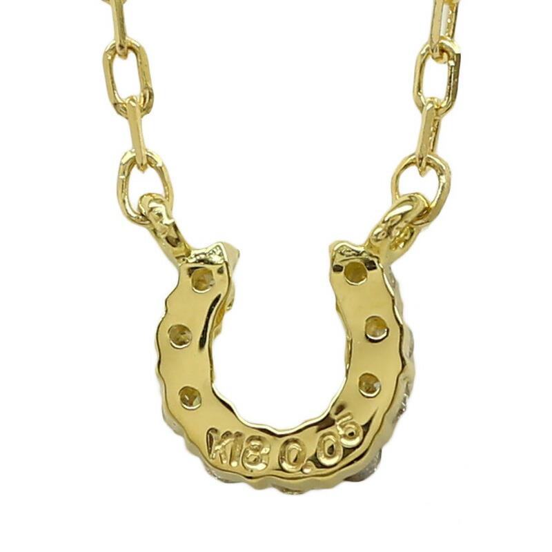 ネックレス k18 馬蹄 ダイヤモンド ホースシュー ダイヤ 0.05ct 18金 