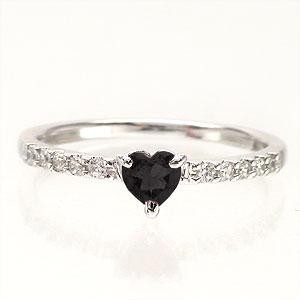 ピンキーリング 指輪 ハート オニキス ダイヤモンド 0.1ct リング