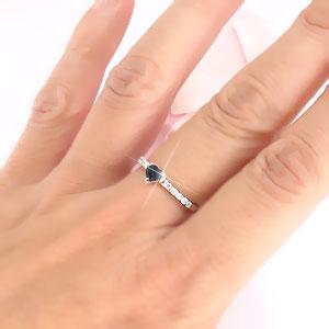 ピンキーリング 指輪 ハート オニキス ダイヤモンド 0.1ct リング