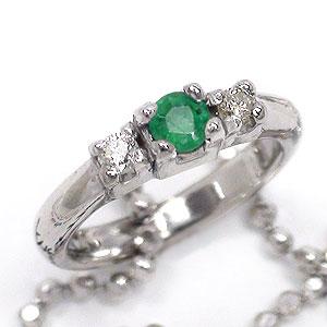 ベビーリング 18金 k18 ホワイトゴールド イエローゴールド エメラルド 5月誕生石 ダイヤモンド 0.02ct ペンダント トップ 出産祝い