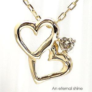 ネックレス ハート ペンダント ダイヤモンド 10金 イエロー ピンク ホワイトゴールド チェーン レディース ジュエリー アクセサリー プレゼント