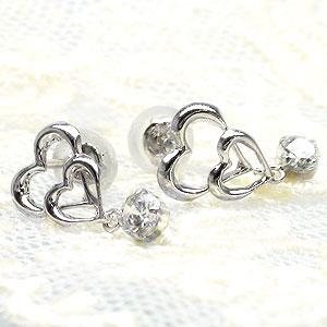 ピアス キュービックジルコニア K14ホワイトゴールド ハート スタッド レディース ジュエリー アクセサリー プレゼント ギフト 人気 おすすめ
