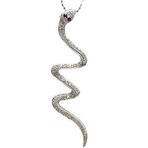 ネックレス 蛇 スネーク ペンダント ダイヤモンド 0.38ctルビー プラチナ900 チェーン レディース ジュエリー アクセサリー プレゼント