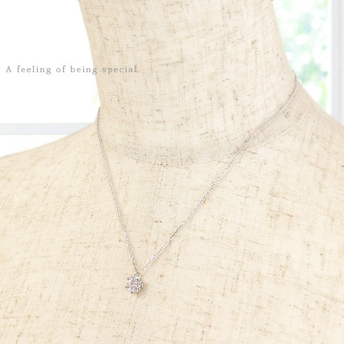 レディース ジュエリー ネックレス スワロフスキー 一粒 6.5mm SV925 シルバー925 キュービックジルコニア ペンダント 誕生日