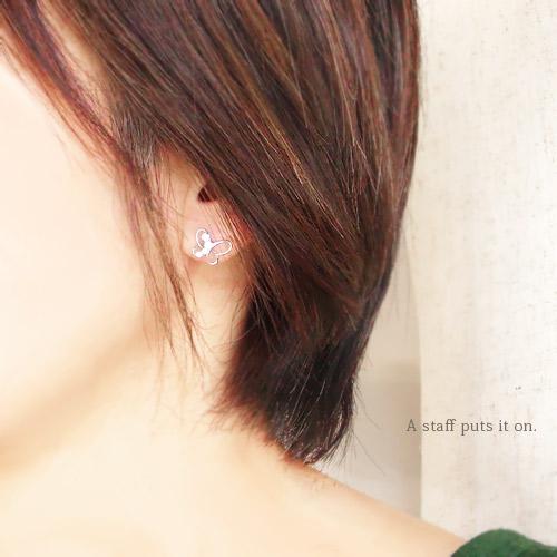 ピアス k14 ホワイトゴールド 蝶 キュービックジルコニア スタッド 14金ゴールド バタフライ ちょう アクセ アクセサリー