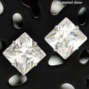 ピアス キュービックジルコニア K14ホワイトゴールド スクエア 四角形 しかく スタッド レディース ジュエリー アクセサリー プレゼント ギフト