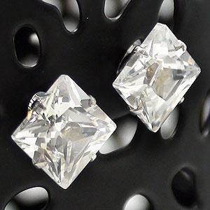 ピアス キュービックジルコニア K14ホワイトゴールド スクエア 四角形 しかく スタッド レディース ジュエリー アクセサリー プレゼント ギフト